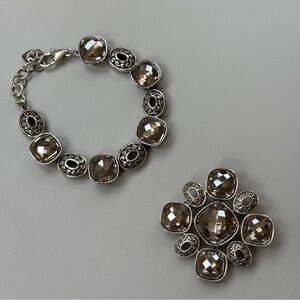 Brighton Venus Rising Set Bracelet and Brooch Necklace Pendant Rare Retired Gray